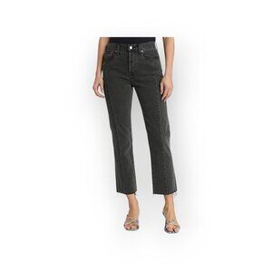 Pistola Charlie High Rise Black Straight Leg Jeans Raw Hem Size 27 Denim Cotton